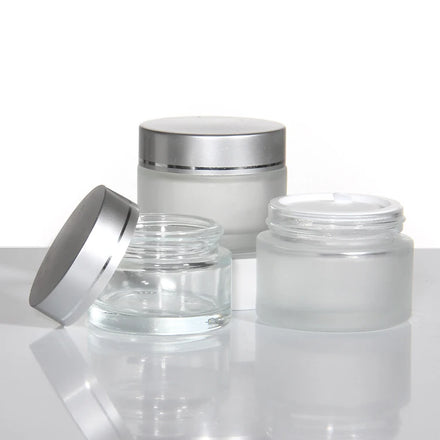 10g 20g 2oz 30 ml 50g 2 oz Luxury Face Cosmetic Lotion Containers Custom Empty Frosted Cosmetic Cream Glass Jar with Lids