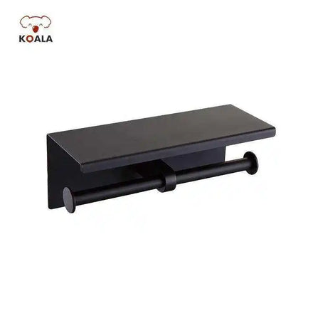 Preferential Matte Black Toilet Tissue Paper Holder and Multi-Purpose Shelf Set