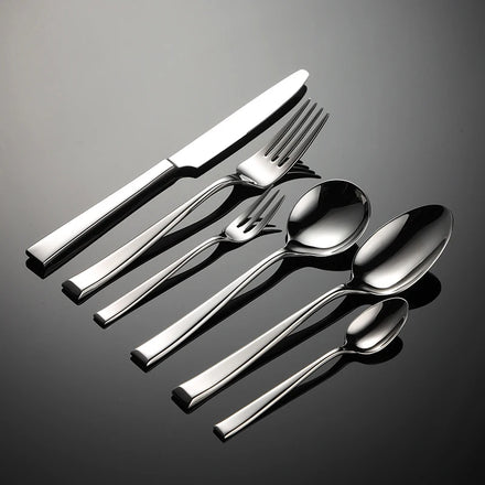 Wholesale 5 Piece Restaurant Forged Forks and Spoons Flatware Cutlery Set Stainless Steel Silverware Set Fresh Stocked 1100025