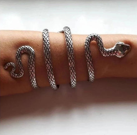 Adjustable Vintage Style Silver Snake Shape Open Bangle Cuff Wrap Bracelet Fashion Cuff Bracelets
