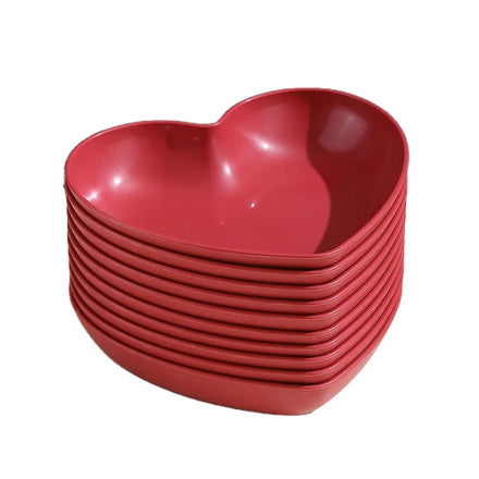 Customized 6-Inch Heart-Shaped Bamboo Fiber Salad Bowl Dishwasher Safe Cute Design for Valentine's Day Parties and Gifts