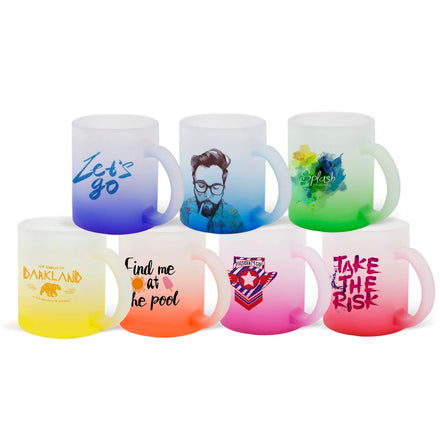 11oz Sublimation Frosted Glass Mug Gradient Colorful Glass Beer Coffee Mug