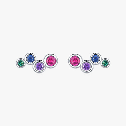 925 Sterling Silver Colorful Cubic Zirconia Tiny Small Bubble Stud Earrings for Women Sweet Earrings Fine Jewelry Gift
