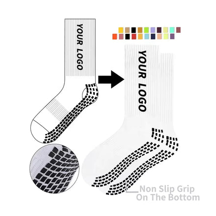 Soft Anti slip High Quality Colors Hot Selling Crew Sports Socks for Football Soccer Basketball Custom logo Grip Socks