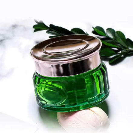 Hot Sale Fashionable Exquisite 50g Green Cosmetic Jar Face Cream Glass Jar with Lid