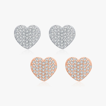 925 Sterling Silver Fashion Exquisite Love Heart Stud Earrings for Women Clear CZ Piercing Earrings Wedding Jewelry