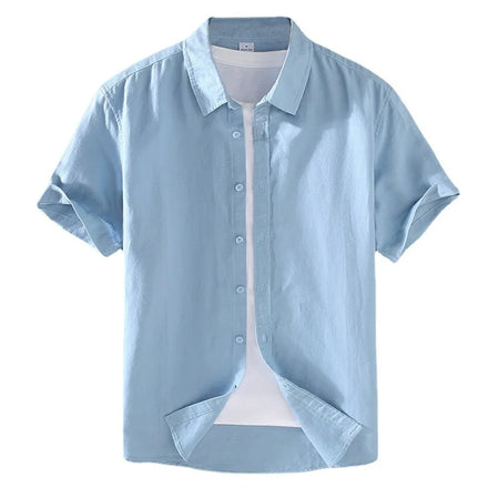 Wholesale New Arrival Summer Shirt for Men's Linen Short-sleeved Shirt Men's Casual Cotton Linen Shirt Plain Color