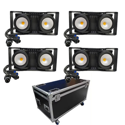 4Pcs 2X100W 200W Rgbw 4In1 Outdoor Waterproof Ip65 Led Cob Blinder Light With Flight Case