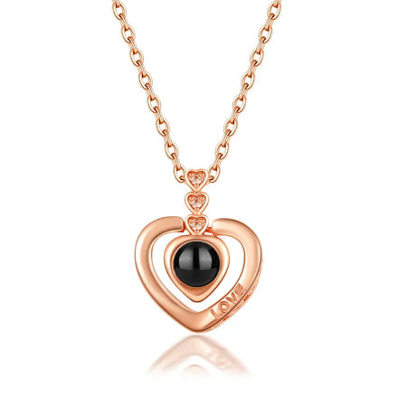 You Are in My Heart Lower MOQ Copper Nickle Free 100 Language I Love Your Heart Projection Necklace