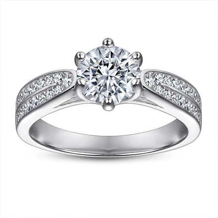 925 Sterling Silver Ring Super Flash Zircon Crown Six Claws Ladies Ring Proposal Engagement Ring Jewelry