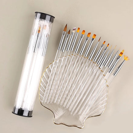 Japanese Style Thin Nail Design 15PCS Muliti Type Oval Poly Gel Brush Phototherapy Pen Set Acrylic Art 3D Brush