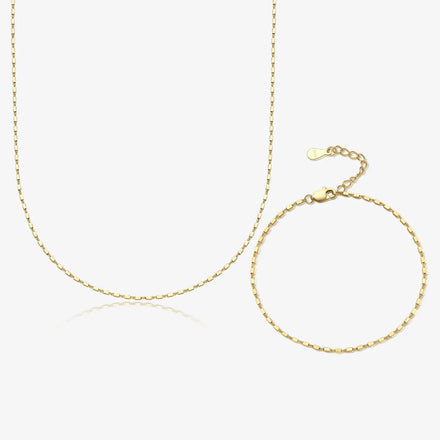 Daidan 925 Necklace Sterling Silver Trendy Women Minimalist Square Chain Gold Plated Silver Chain Necklace