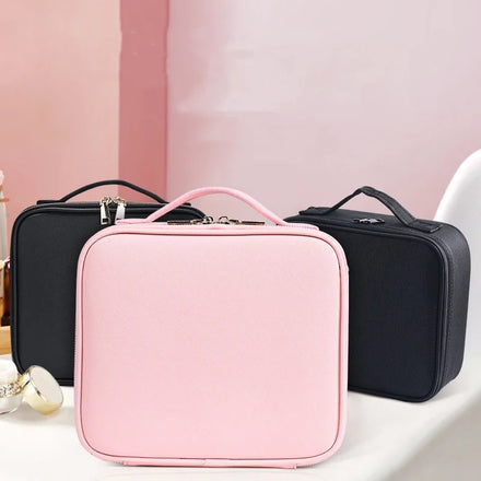 Reliable Portable Eco-Friendly Oxford/Pu Material Multi-Function Cosmetic Bag Soft Handle Makeup Artists Detachable Partition