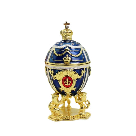 SHINNYGIFTS Euro Style Handmade Enamel Metal Egg Trinket Box Modern Oval Faberge Egg Jewelry Gift Box for Weddings and Favors