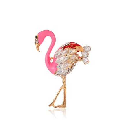 DRAL1131 European and American Enamel Flamingo Brooch Creative Alloy Animal Brooch Clothing Accessories