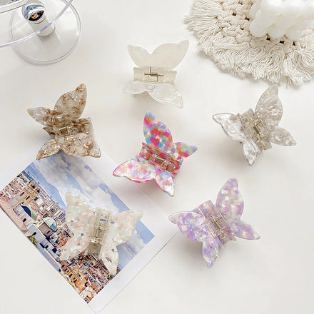YHJ New Color 6.5cm Butterfly Design Fashion Acetate Clip Square Hair Claw Clips Retro Girls Acetate Hair Claw Clip for Women