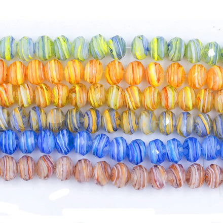 Wholesale Cheap Price High Quality Colorful Flat Round Rondelle Bead 10mm Size Crystal Striped Glass Beads for Jewelry Making