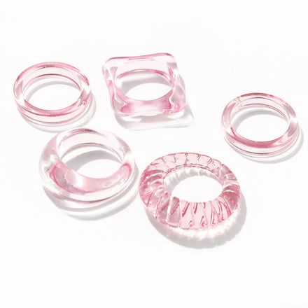 2025 Trendy New Fashionable Creative Simple Acetate Transparent Ring Set Stackable Rings Resin Ring for Women