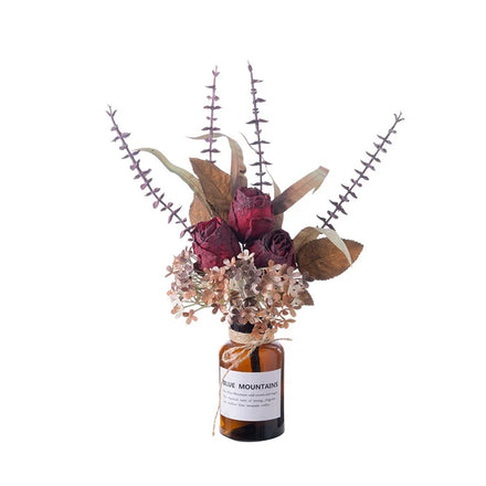 New Rose Flower Bouquet Dry Rose Flowers Vintage Roasted Edge Simulation Flower for Welding Deformation