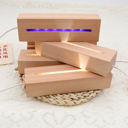 USB Cable Controlled Wood Base with 7 Colorful LED Lights and Acrylic Lamp Stand H Rectangle for Welcome Gifts