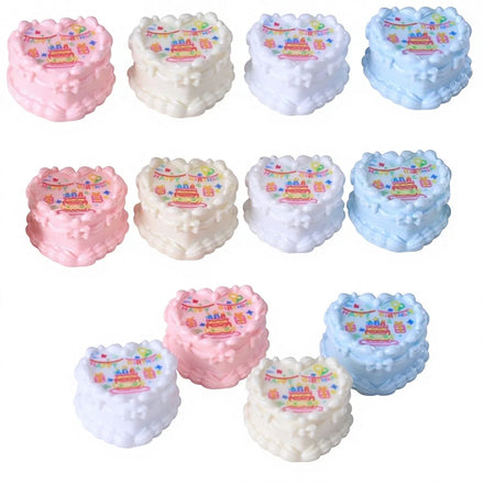3D Birthday Cake Miniature Resin Food Sugar Lollipop Candy Cane Charm Christmas Decoration Sculpture for Hairclip Shoe Phonecase