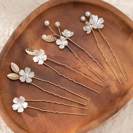Vintage Crystal 5/6 Pieces One Set Bridal Crystal Hair Pin Pearl Bobby Pins Wedding Headpiece