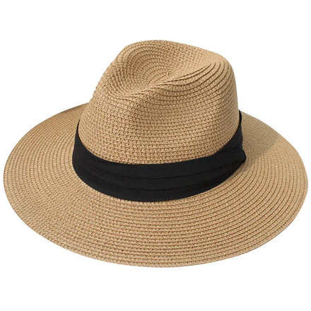 Outdoor Panama Paper Hat Unisex Spring Summer Women Breathable Ribbon Band Sun Braid Beach Fishing Travel Casual Floppy