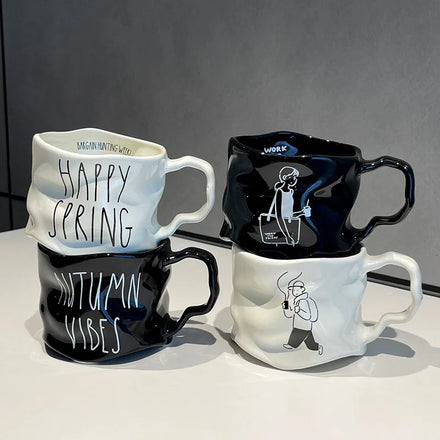 Ins Creative Heat Resistant Irregular Ceramic Coffee Mug Cute Funny Ceramic Coffee Mug