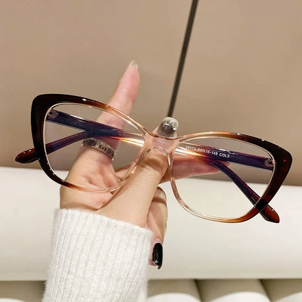 LBA Shades 28072 Cat Eye Metal Anti Blue Light Big Frame Trendy Women Eyewear Fashion Design Glasses