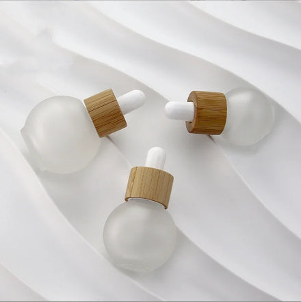 Mini Round Glass Ball Shape 10ml 20ml 30ml 50ml Volume for Essential Oil Essence Liquid Face Cream Frosted Dropper Bottle