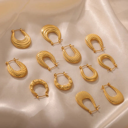 French Style 12 Niche Designs Female Earring Titanium Steel 18k U-Shaped Texture Hoop Earrings Earrings Wholesale Bulk