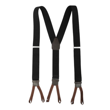 Back Color Strap Adult Men's Y-Shaped Strap Polyester Elastic Suspenders Brown Split Leather Logo Custom Logo Cooper Metal Clips
