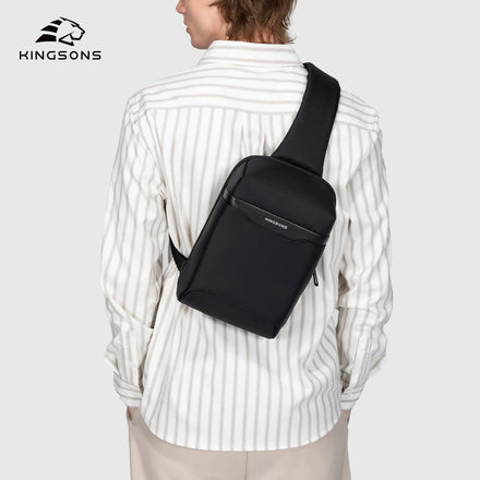 Waterproof Polyester Leather Sling Bag OEM Men Black Crossbody Bag with 3.5L Capacity Wholesale Men's Shoulder Bag