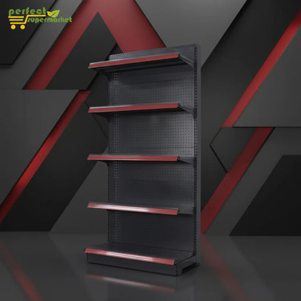 PFT Grocery Store Supermarket Display Racks Shelves Single Sided Dark Grey Metallic Heavy Duty Perforated Epoxy Powder Coating