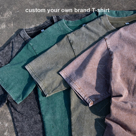 High Quality 230g Washed Vintage Blank Tshirt Plain Cotton Oversized t Shirts Personalized Custom Loose T-shirt