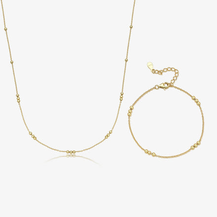 Daidan Necklace Gold Plated Trending Ladies Layered Beaded 925 Silver Beads Chain Necklace