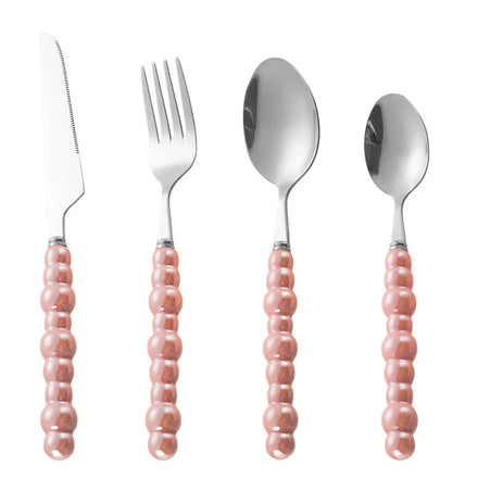 Ceramic Handle Cutlery Set Spoon Knife Fork Silverware Stainless Steel Flatware Set for Wedding