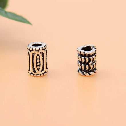 Wholesale Retro 925 Sterling Silver Black Tube Charm Beads for Jewelry Making Accessories Supplies