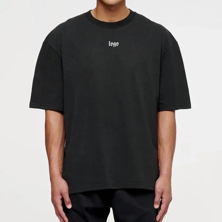 High Quality Drop Shoulder Heavyweight T-Shirts Custom Heavy Weight Cotton T Shirts Mock Neck 230g Oversized Tshirts Men