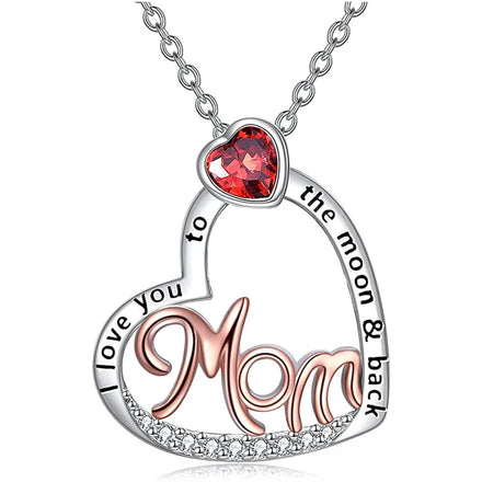 CAOSHI Mother's Day Red Zirconia Elegant Design Necklaces for Women Two Color Plated Fashion Jewelry Pendant Necklaces Wholesale