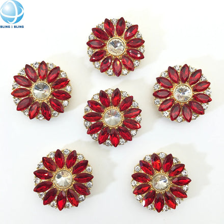 Removable Clip Over Button Rhinestone Flower Button Covers for Women Shirt Blouse Cuffs Decor Accessory