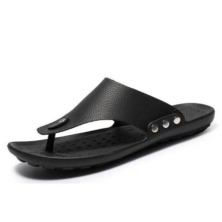Men's New Safety Anti-Slippery Slides Fashionable Arabian Breathable PU Solid Sandals Summer Outdoor Use Comfortable Popular