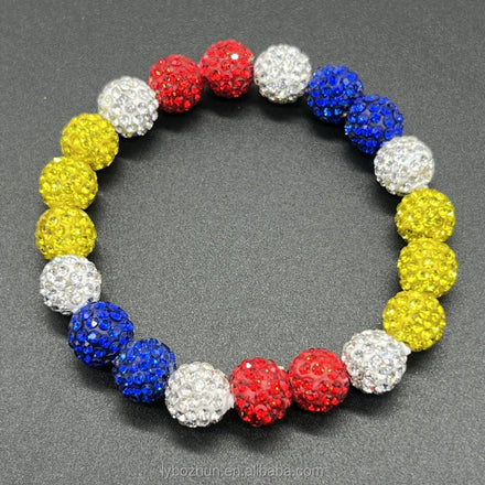 Vintage Fashion Classic Stone Ball-Shaped Baseball Inspired Beaded Bracelet for Wedding Gift and Team Lovers