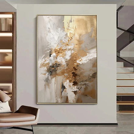 Home Decoration Interior Artwork Luxury Handmade Gold Foil Abstract Canvas Large Wall Painting Art