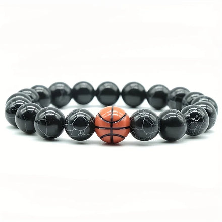 Fashion Sports Fitness Natural Stone Howlite Bead Adjustable Inspirational Sport Ball Charm Bracelets for Men