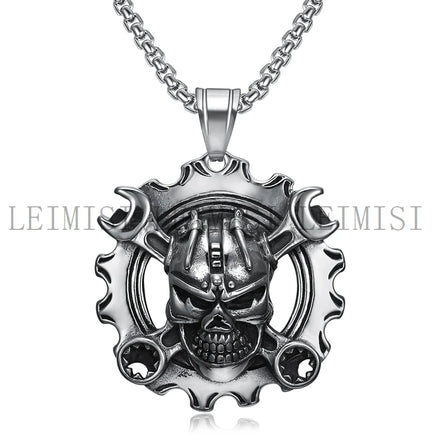 Wholesale Mens Stainless Steel Gothic Punk Signet Jewelry Skull Necklaces Gothic Jewelry for Men