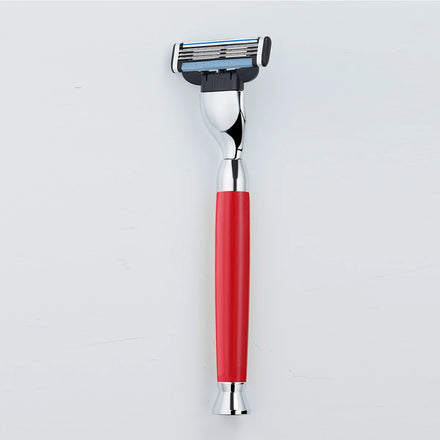 Black Stainless Steel 3-Blade Razor Shaver with Red Handle Bikini Body Logo Face Card for Men's Shaving