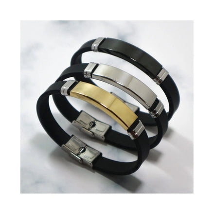 Men's Hip Hop Jewelry Stainless Steel Silicone Sports Bracelet Glossy DIY Stainless Steel Silicone Bracelet