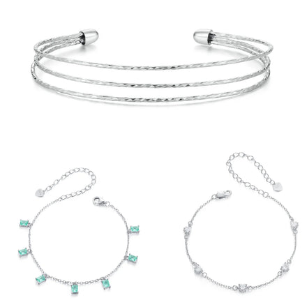 925 Sterling Silver Fashion Jewelry Bangles Fine Jewelry Making Wholesale Green Tassel Dog Paw Simple Multi-Layered Bracelets