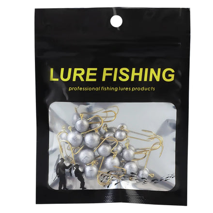 1.5g 2.5g 3.5g 5g 10pcs/bag Wholesale Lead Head Fishing Hooks Jigs Bait Root Hook for Soft Lure Ball Head Lead Hook